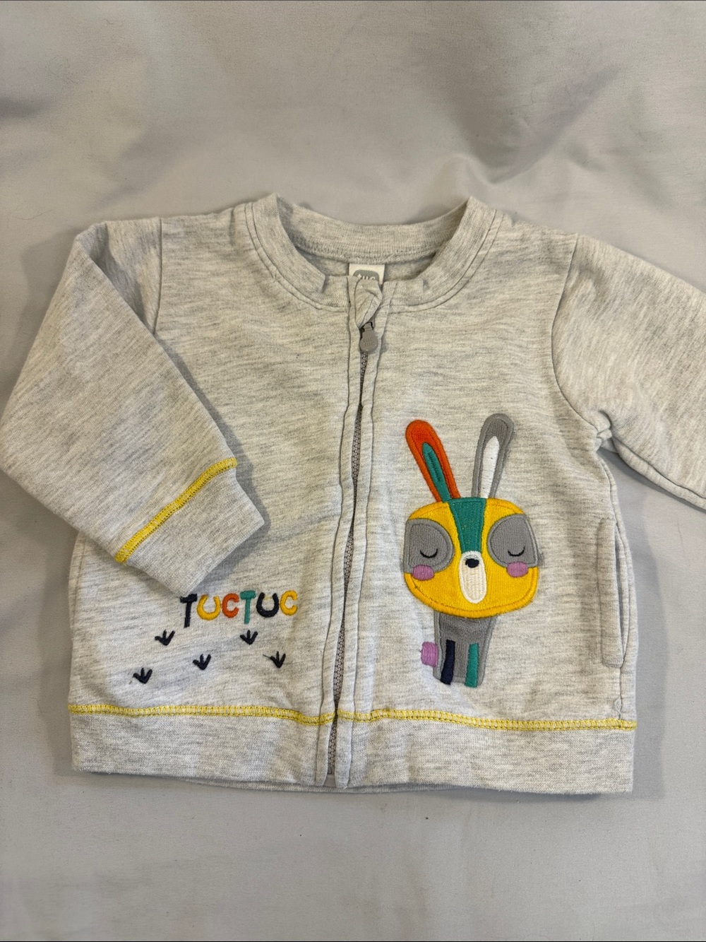 Tuc Tuc Light Gray Baby Zip-Up Sweatshirt with Soft Fleece